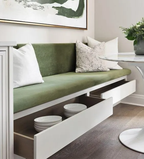 家庭餐廳卡座設(shè)計分享|自帶儲物柜的餐桌真的太適合小戶型家庭了！